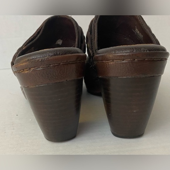 Nurture Dory Womens 8 1/2 M Clogs Mules Brown Metal Stud Leather 3" Heel Slip On - Picture 6 of 10